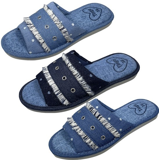 HLE2557микс Темно- Синий,голубой,синий 36-3,37-3,38-6,39-6,40-3,41-3 Tingo Туфли Дом Тапочки Текстиль, Текстиль, ЭВА Лето жен