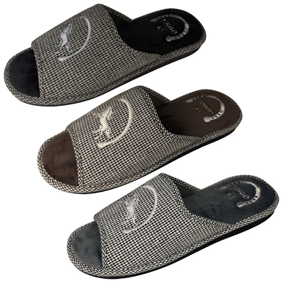 HME2531 микс серый,коричневый,Черный 41-3,42-3,43-6,44-6,45-3,46-3 Tingo Туфли Дом Тапочки Текстиль, Текстиль, ЭВА Лето Муж