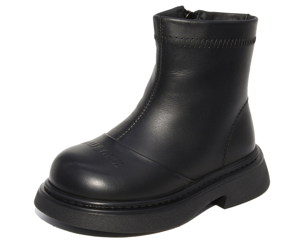 G22653 Чёр 26-1,27-1,28-1,29-1,30-1,31-1 Капитошка Ботинки Повсед Веллингтон Нат.кожа, Нат.мех, Резина Зима жен