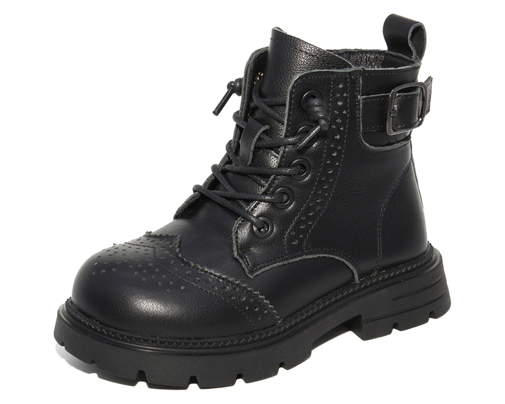 G22708 Чёр 27-1,28-1,29-1,30-1,31-1,32-1 Капитошка Ботинки Повсед Дерби Нат.кожа, Нат.мех, Резина Зима жен