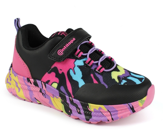 AL 17261 Чёр 28-1,29-1,30-1,31-1,32-1,33-1 Antilopa П/ботинки Актив.отдых Кроссовки Иск.мат, Текстиль В/О жен