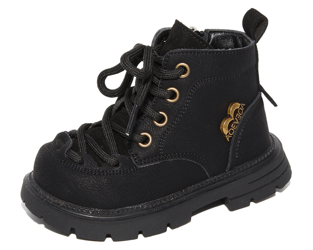 F22861 Чёр 22-2,23-2,24-2,25-2 Капитошка Ботинки Повсед Дерби Иск.мат, Байка/Флис, Резина В/О жен