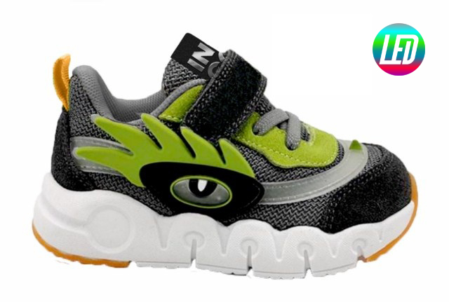 90-504B/10 Серый / зелёный 22-1,23-2,24-2,25-2,26-2,27-1 Indigo kids П/ботинки Актив.отдых Кроссовки Иск.мат, Текстиль, ЭВА В/О Муж