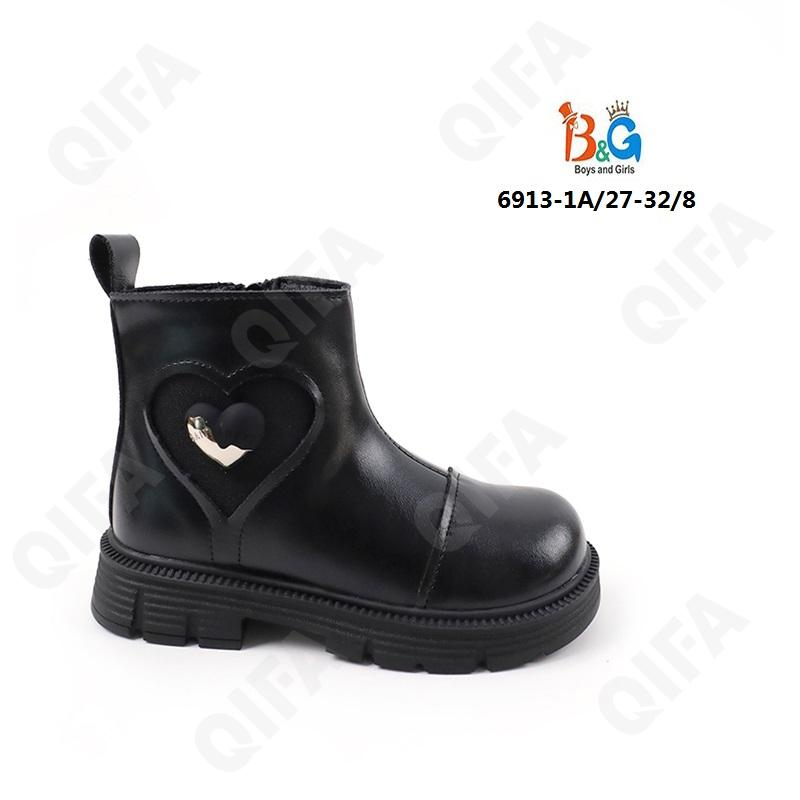 RC51_6913-1A Чёр 27-1,28-1,29-2,30-2,31-1,32-1 Boys and Girls Ботинки Повсед Веллингтон Иск.мат, Байка/Флис, ТПР (TPR-Термопластичная резина) В/О жен