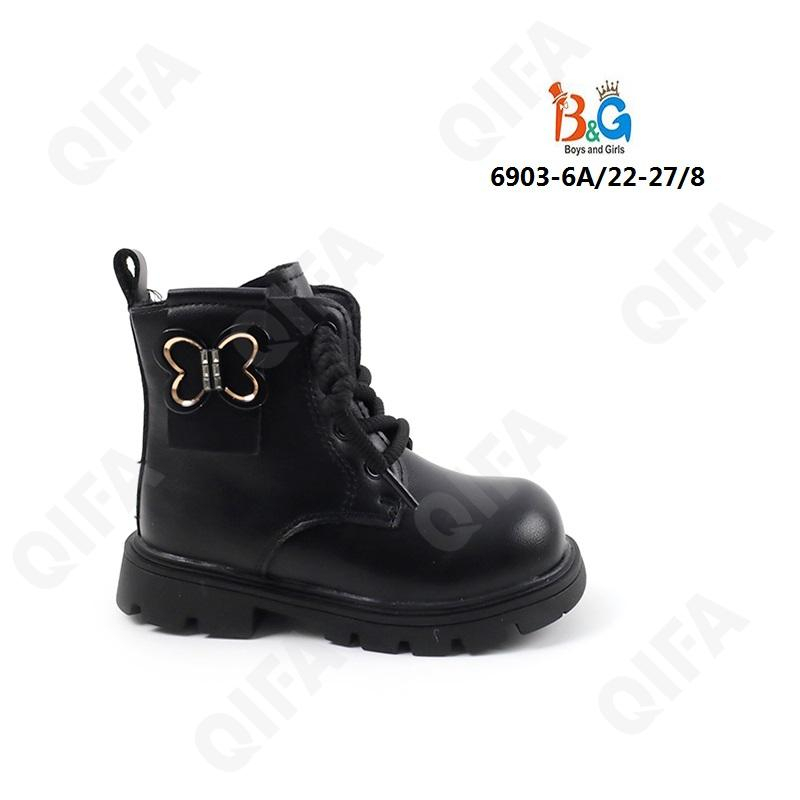 RC51_6903-6A Чёр 22-1,23-1,24-2,25-2,26-1,27-1 Boys and Girls Ботинки Повсед Дерби Иск.мат, Байка/Флис, ТПР (TPR-Термопластичная резина) В/О жен