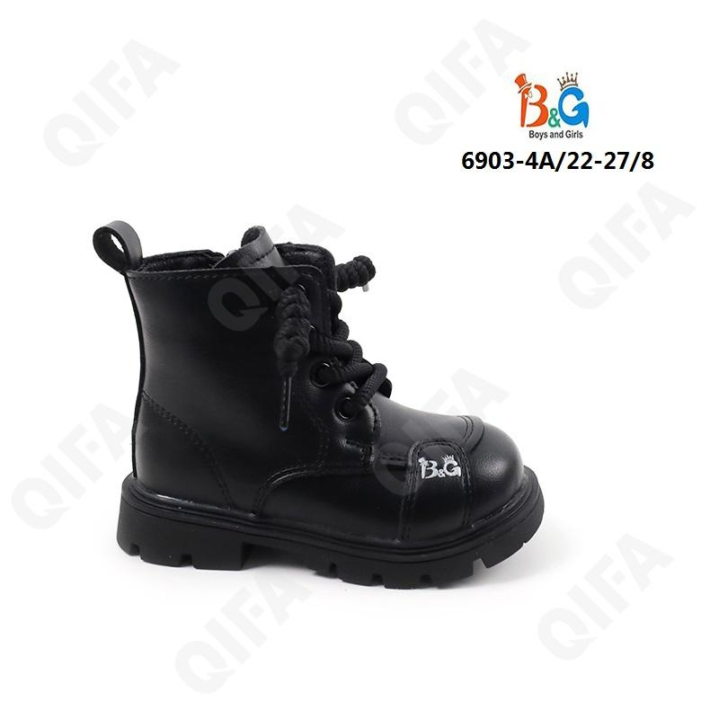 RC51_6903-4A Чёр 22-1,23-1,24-2,25-2,26-1,27-1 Boys and Girls Ботинки Повсед Дерби Иск.мат, Байка/Флис, ТПР (TPR-Термопластичная резина) В/О жен