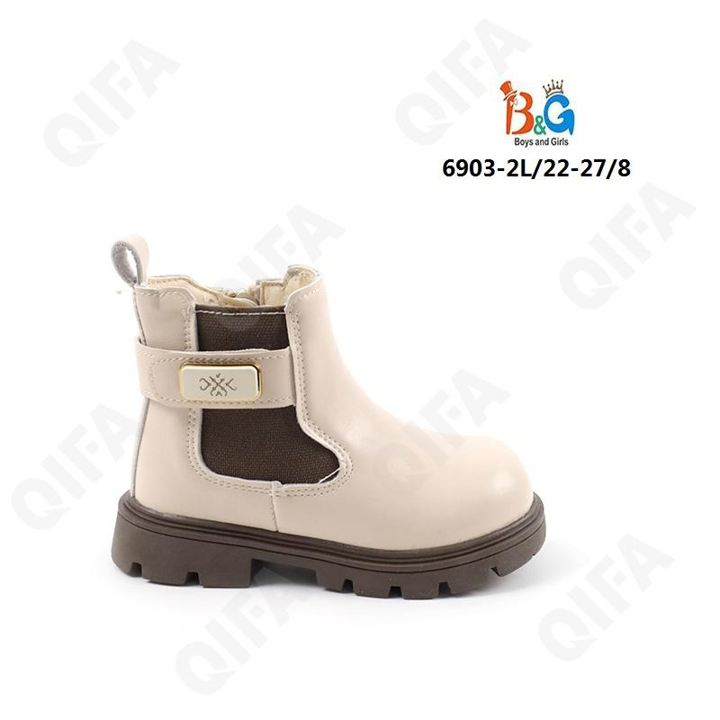 RC51_6903-2L Беж 22-1,23-1,24-2,25-2,26-1,27-1 Boys and Girls Ботинки Повсед Челси Иск.мат, Байка/Флис, ТПР (TPR-Термопластичная резина) В/О жен