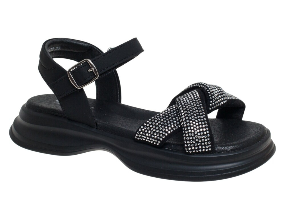 R580311623BK Чёр 32-1,33-2,34-2,35-2,36-2,37-1 Сказка Туфли Повсед Сандалии Иск.мат, Иск.кожа Лето жен