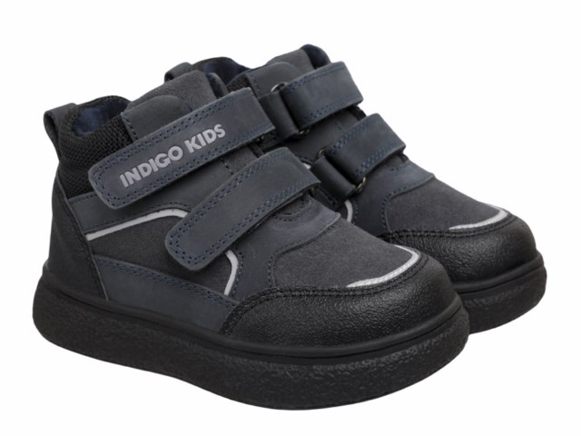 19-260A Т.син 24-2,25-2,26-2,27-2,28-2 Indigo kids Ботинки Повсед Оксфорд Нат.кожа, Байка/Флис, ТЭП В/О Муж