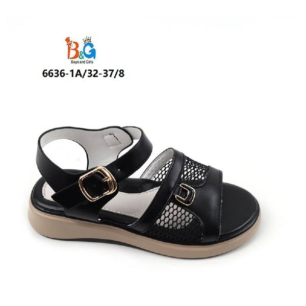 6636-1A Чёр 32-1,33-1,34-2,35-2,36-1,37-1 Boys and Girls Туфли Повсед Сандалии Иск.мат, Иск.кожа, PU Лето жен