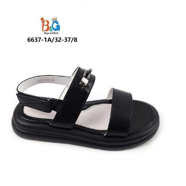 6637-1A Чёр 32-1,33-1,34-2,35-2,36-1,37-1 Boys and Girls Туфли Повсед Сандалии Иск.мат, Иск.кожа, PU Лето жен